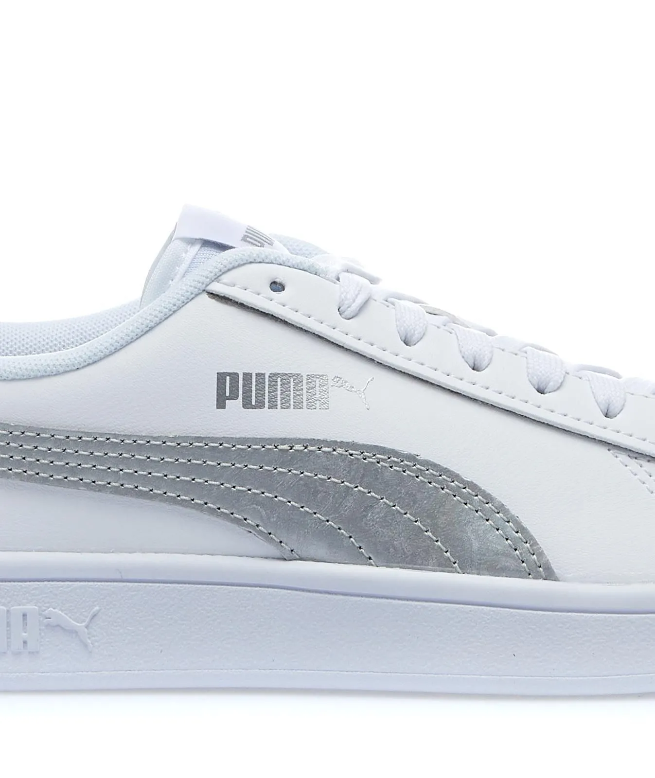 Sneakers tennis da ragazza bianche Smash v2 Metallics