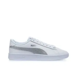 Sneakers tennis da ragazza bianche Smash v2 Metallics