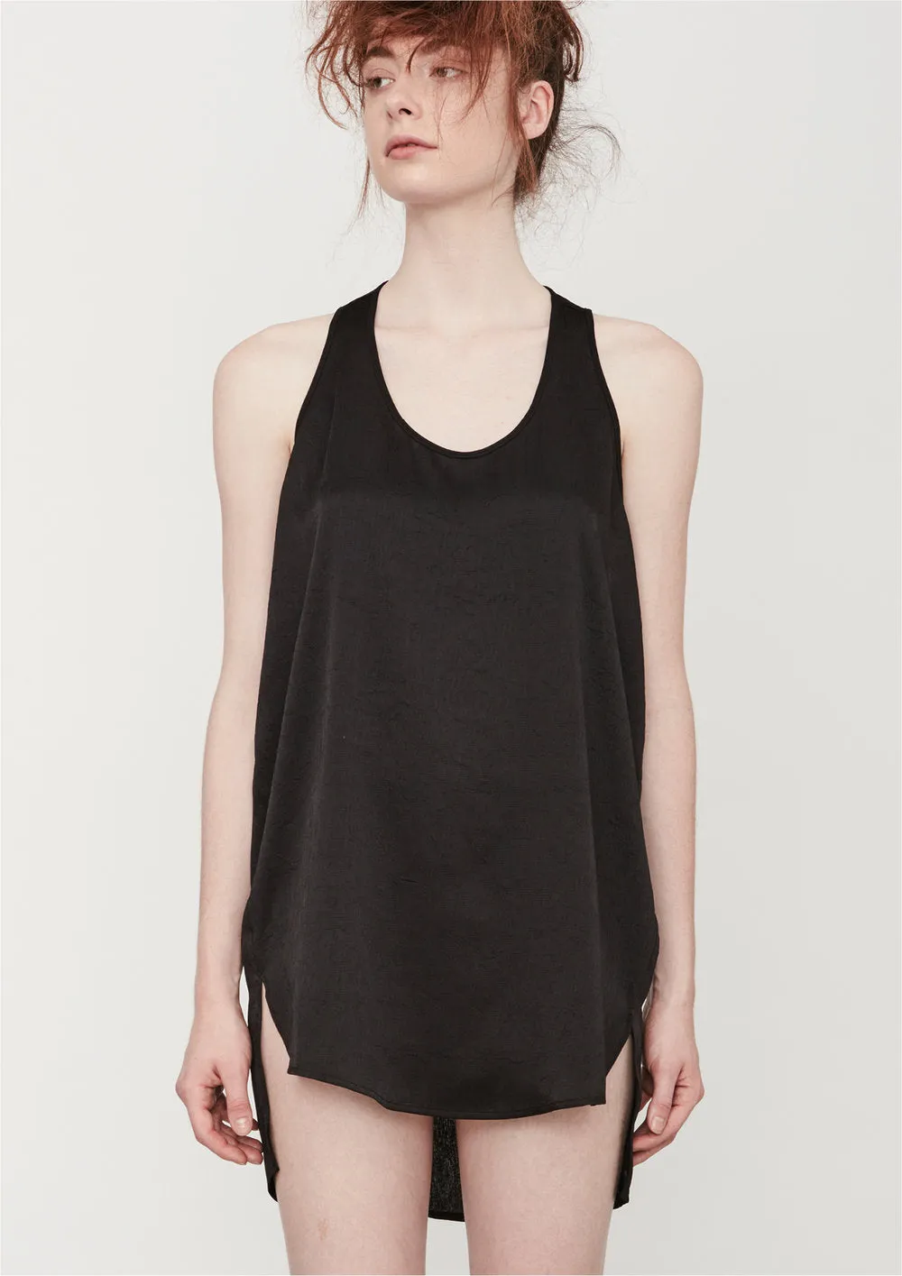 TANK TOP / DRESS OVERSIZED - black shiny