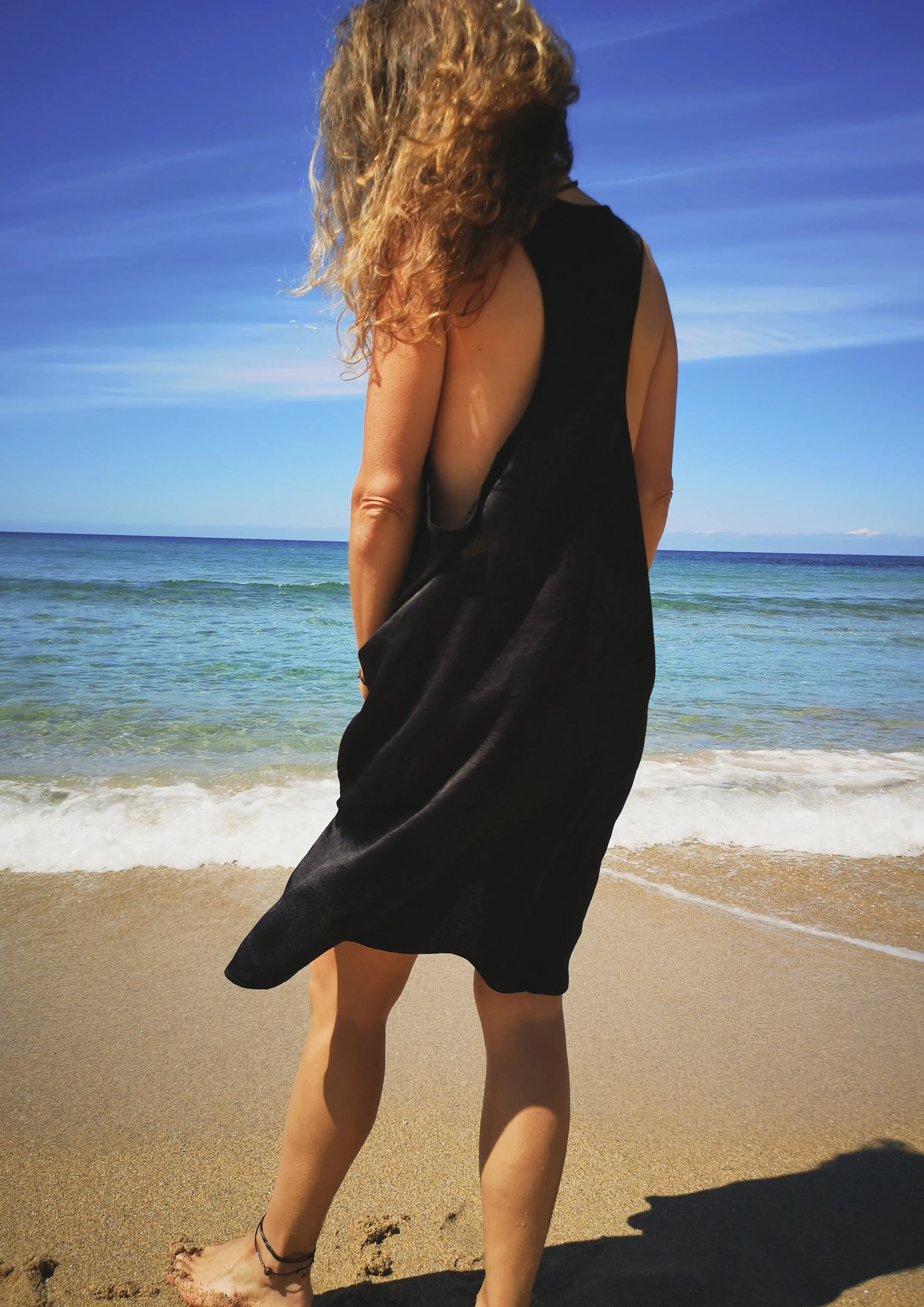 TANK TOP / DRESS OVERSIZED - black shiny