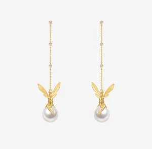 THIALH - DATURA • ASTRA - 18K Yellow Gold Diamond and Fresh Water Pearl Earrings