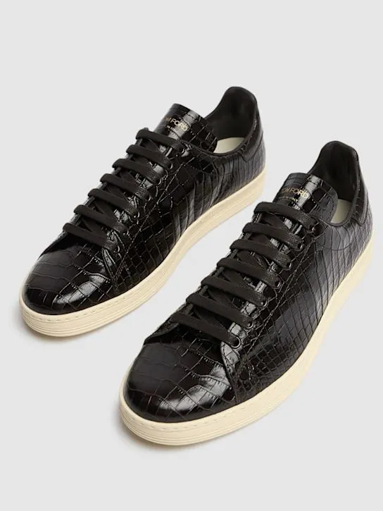 Tom Ford   Warwick shiny croc embossed low sneakers 