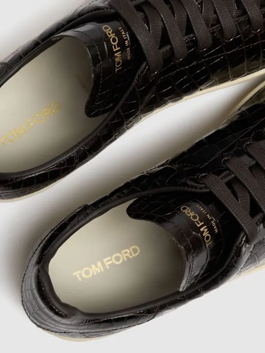 Tom Ford   Warwick shiny croc embossed low sneakers 