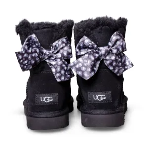 UGG Mini Bailey Bow Leopard Black Boots - Women's