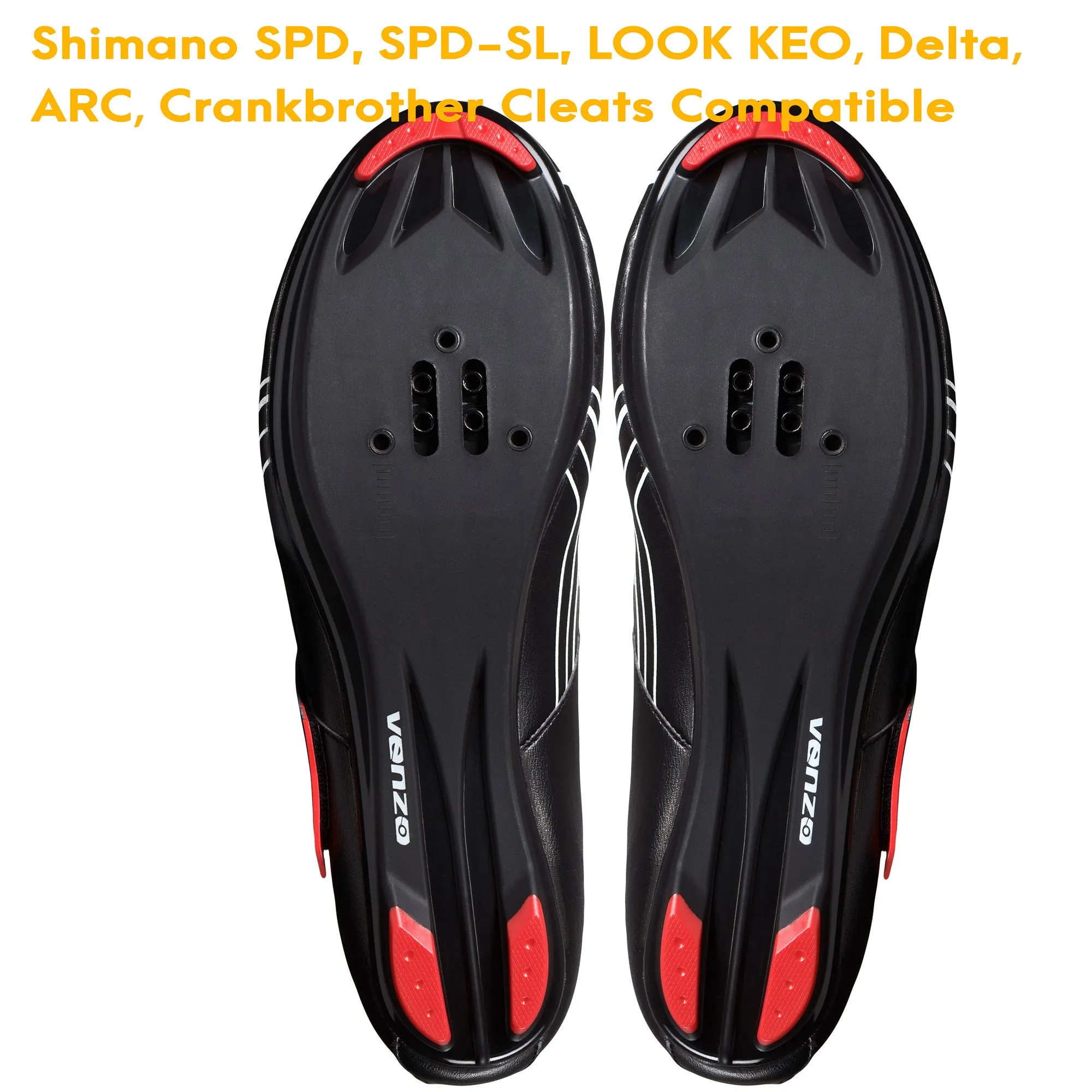 Venzo Bike Bicycle Road Cycling Triathlon Shoes with Clipless Pedals and Cleats - Look ARC Delta Compatible - Size 44