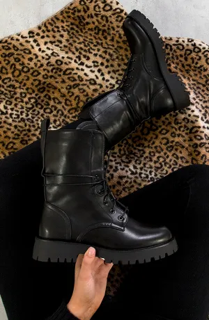 Veter Boots Leer Zwart