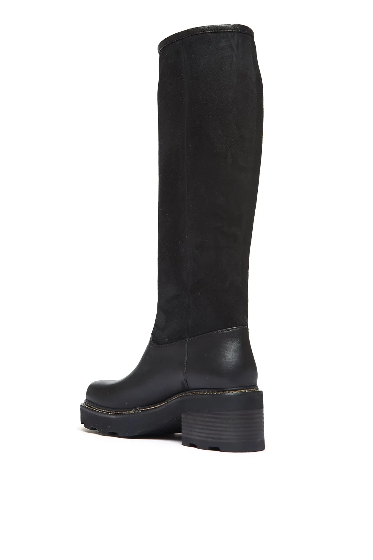 Vylos Tall Boot in Black Leather