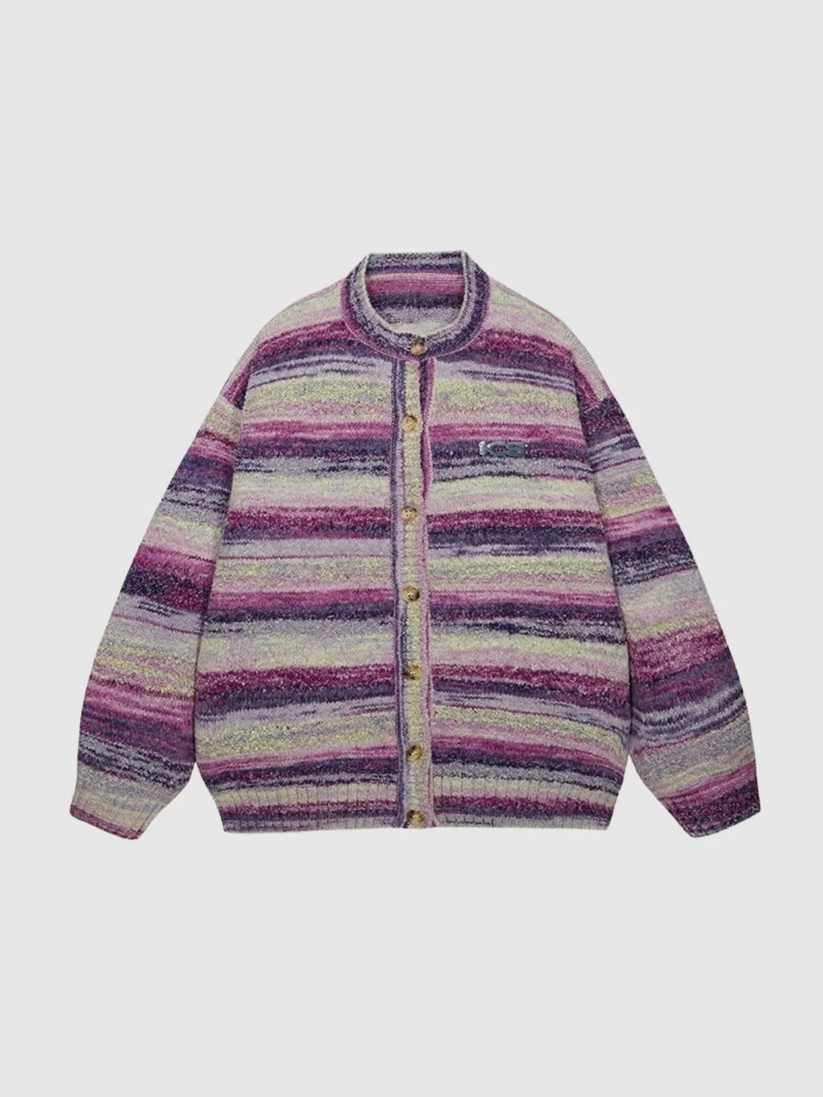 We Love Street Colorful Gradient Striped Cardigan Retro Knitted