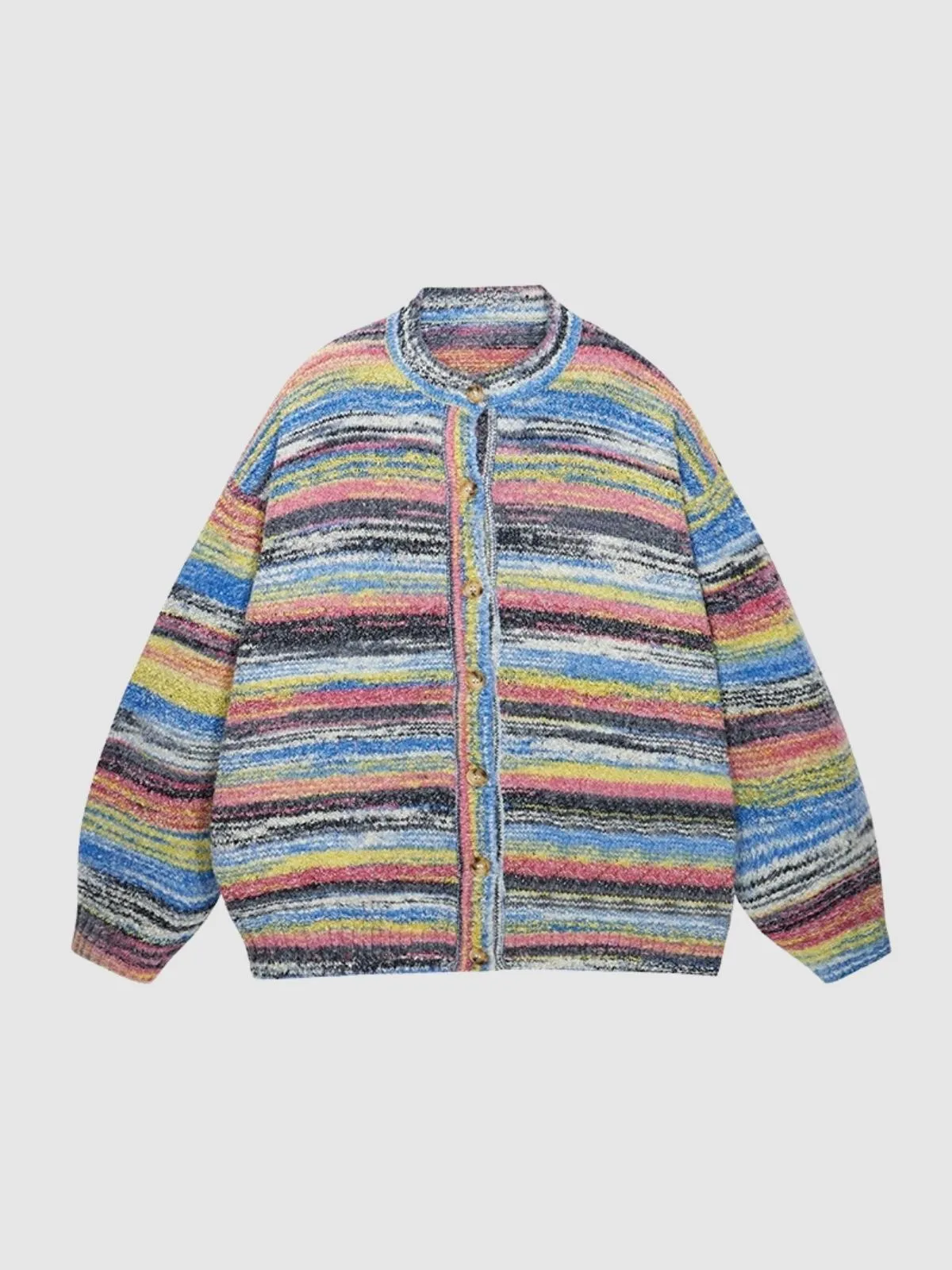 We Love Street Colorful Gradient Striped Cardigan Retro Knitted