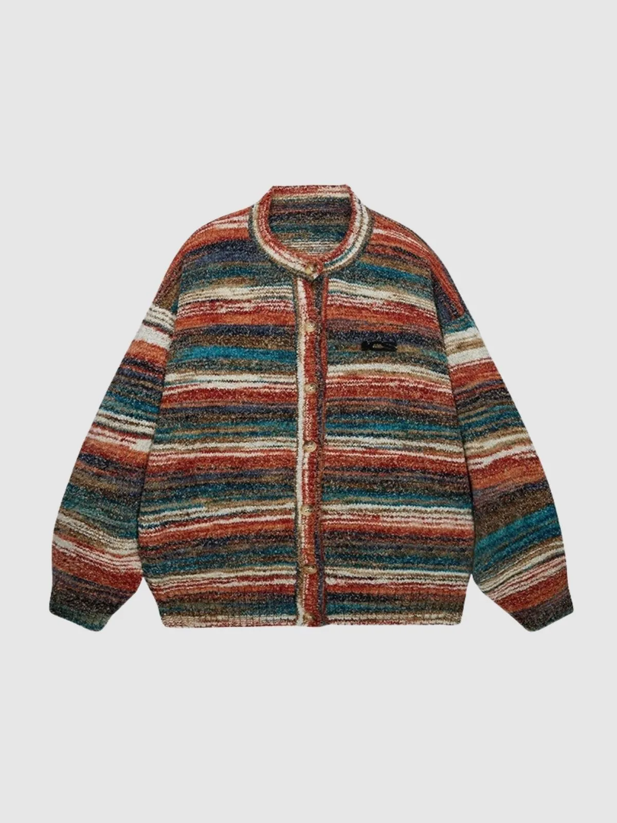 We Love Street Colorful Gradient Striped Cardigan Retro Knitted