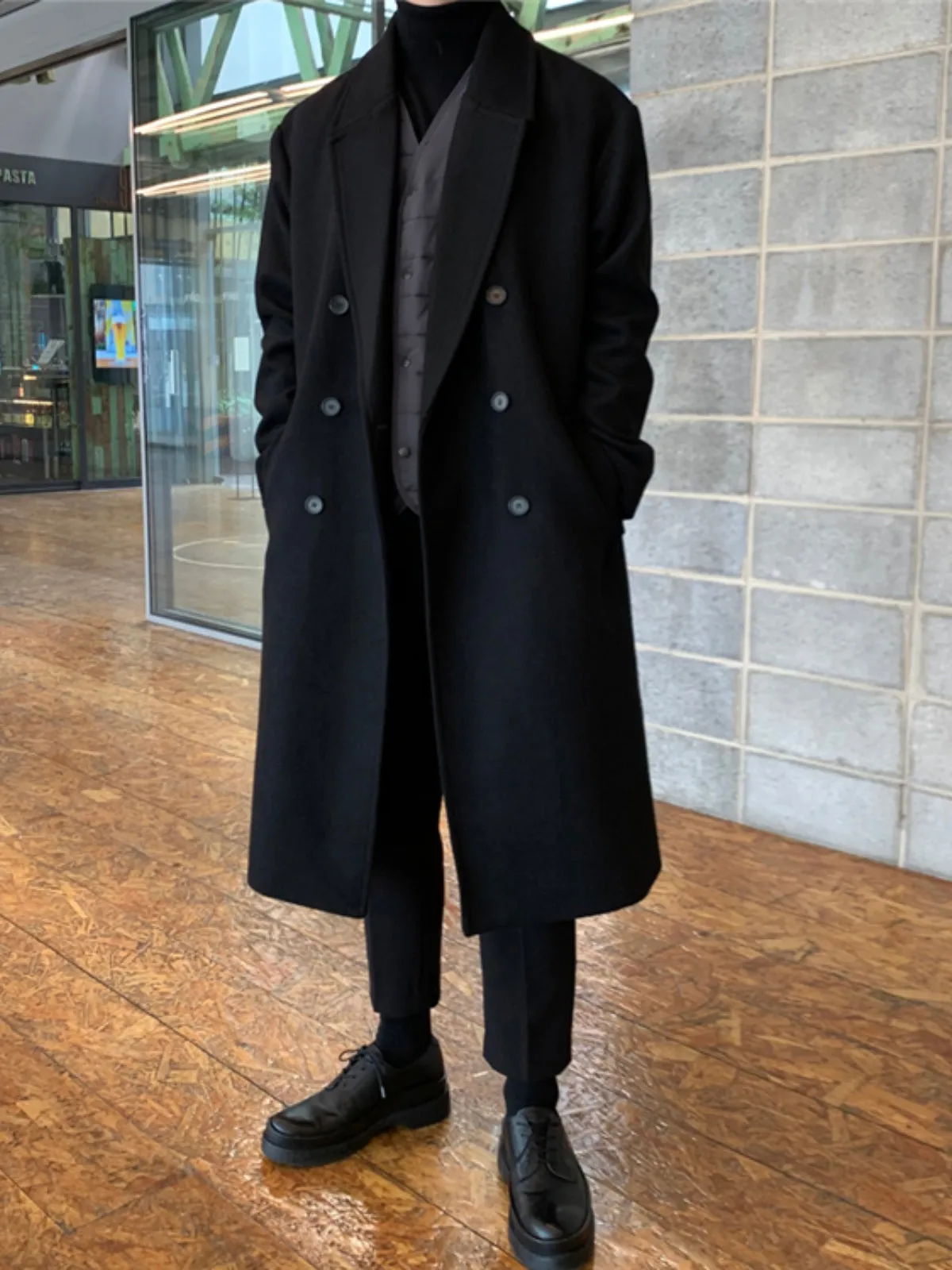 WLS Long Double Breasted Cashmere Windbreaker Coat