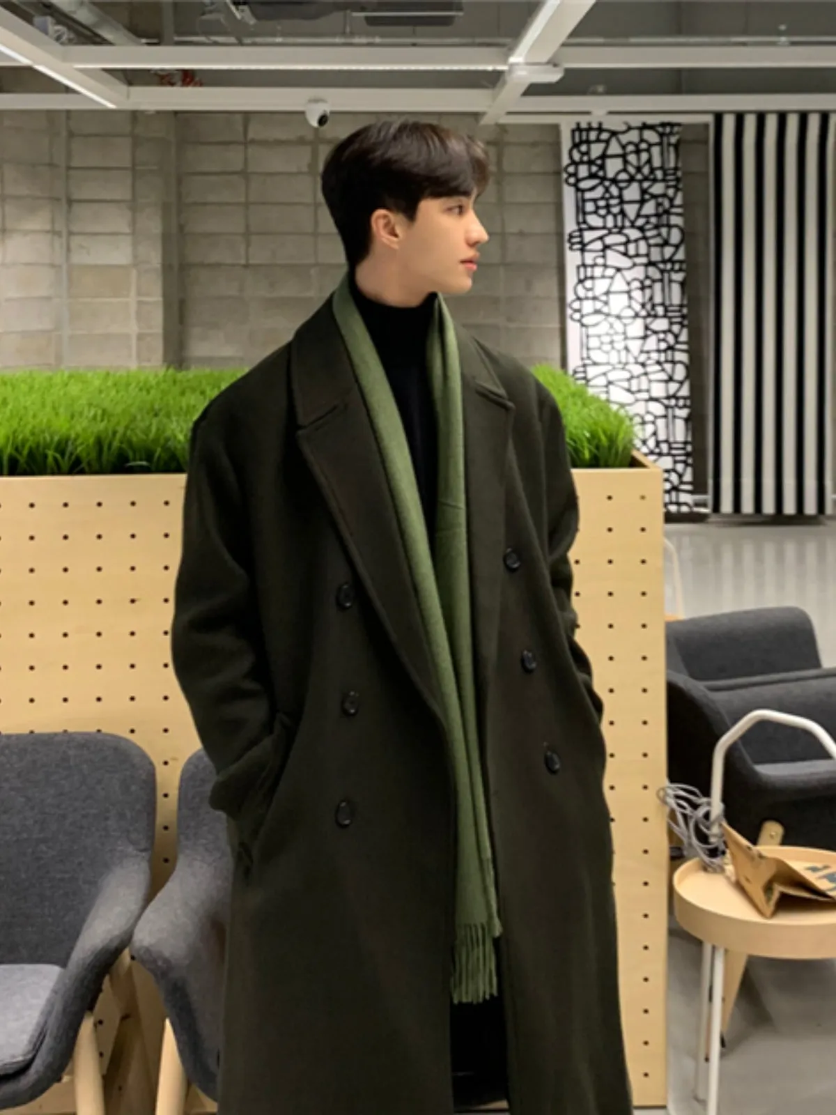 WLS Long Double Breasted Cashmere Windbreaker Coat