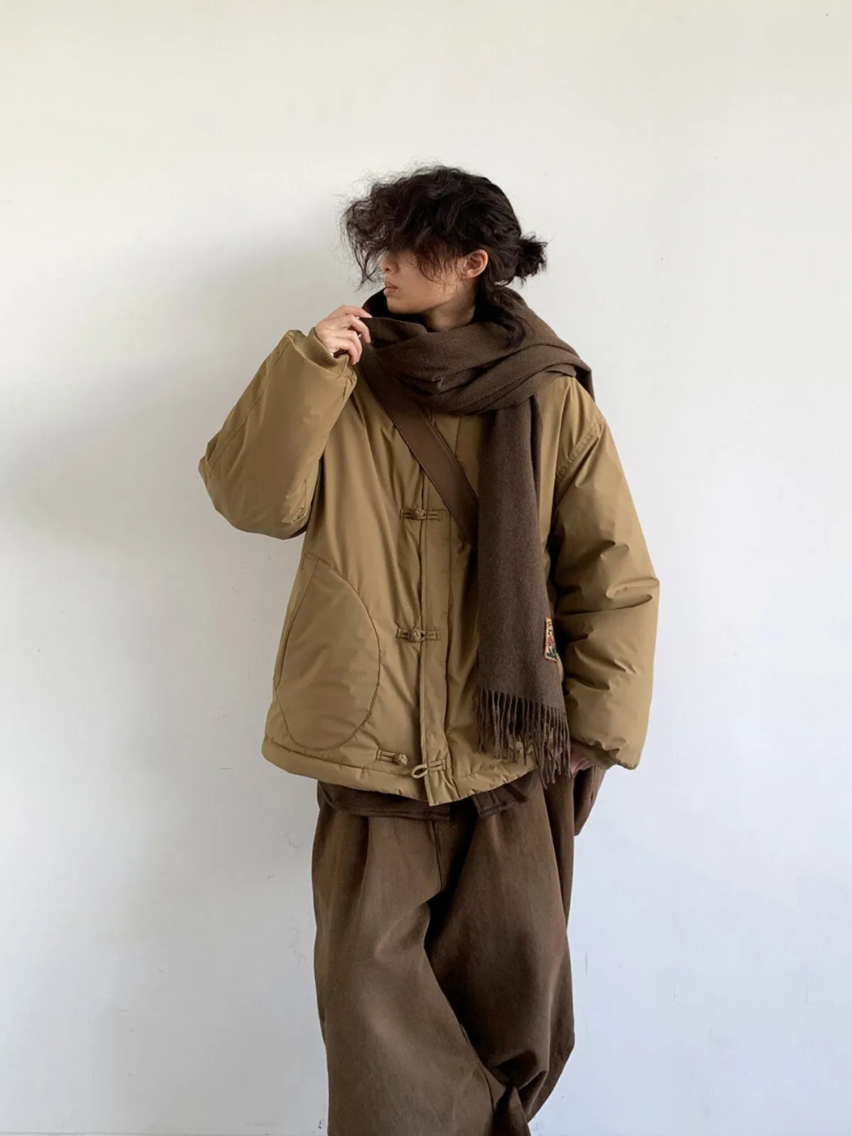 WLS Retro Khaki Buckle Loose Cotton Coat