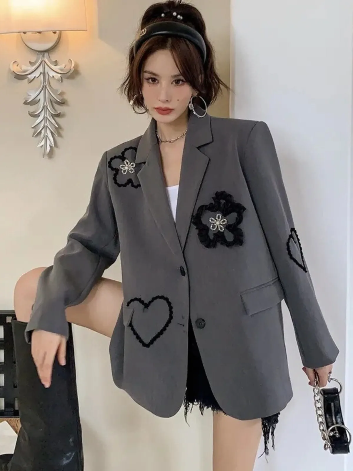 WLS Three-Dimensional Love Flower Embroidered Jacket