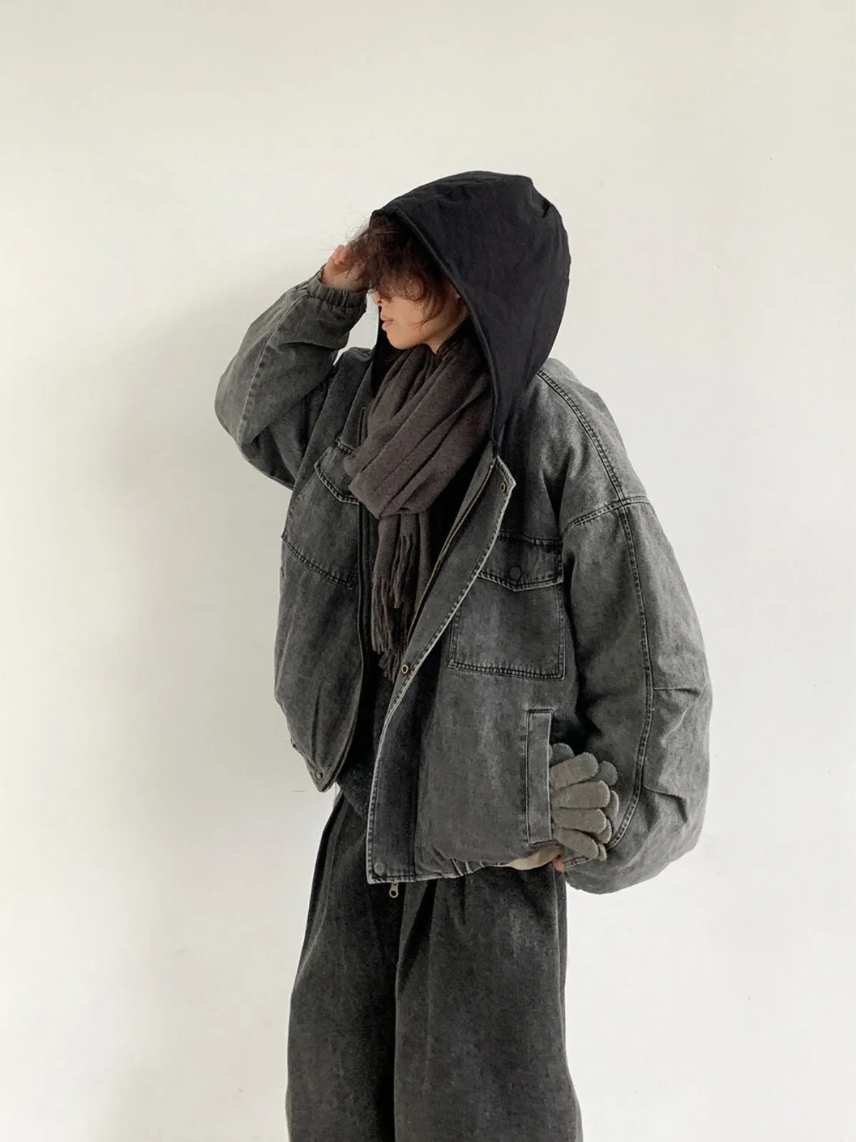 WLS Vintage Double Zipper Denim Cotton Jacket