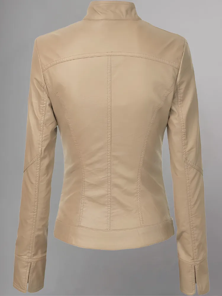 Womens Brown Leather Moto Jacket