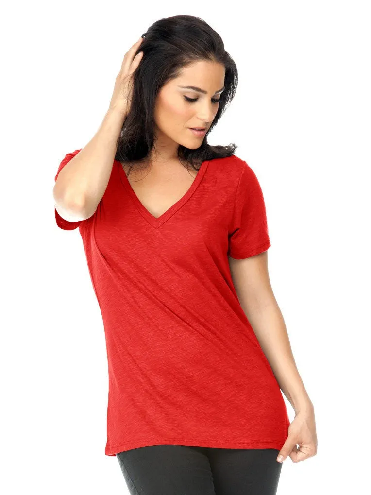 Women's Slub Jersey V Neck-f