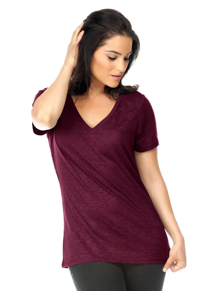 Women's Slub Jersey V Neck-f