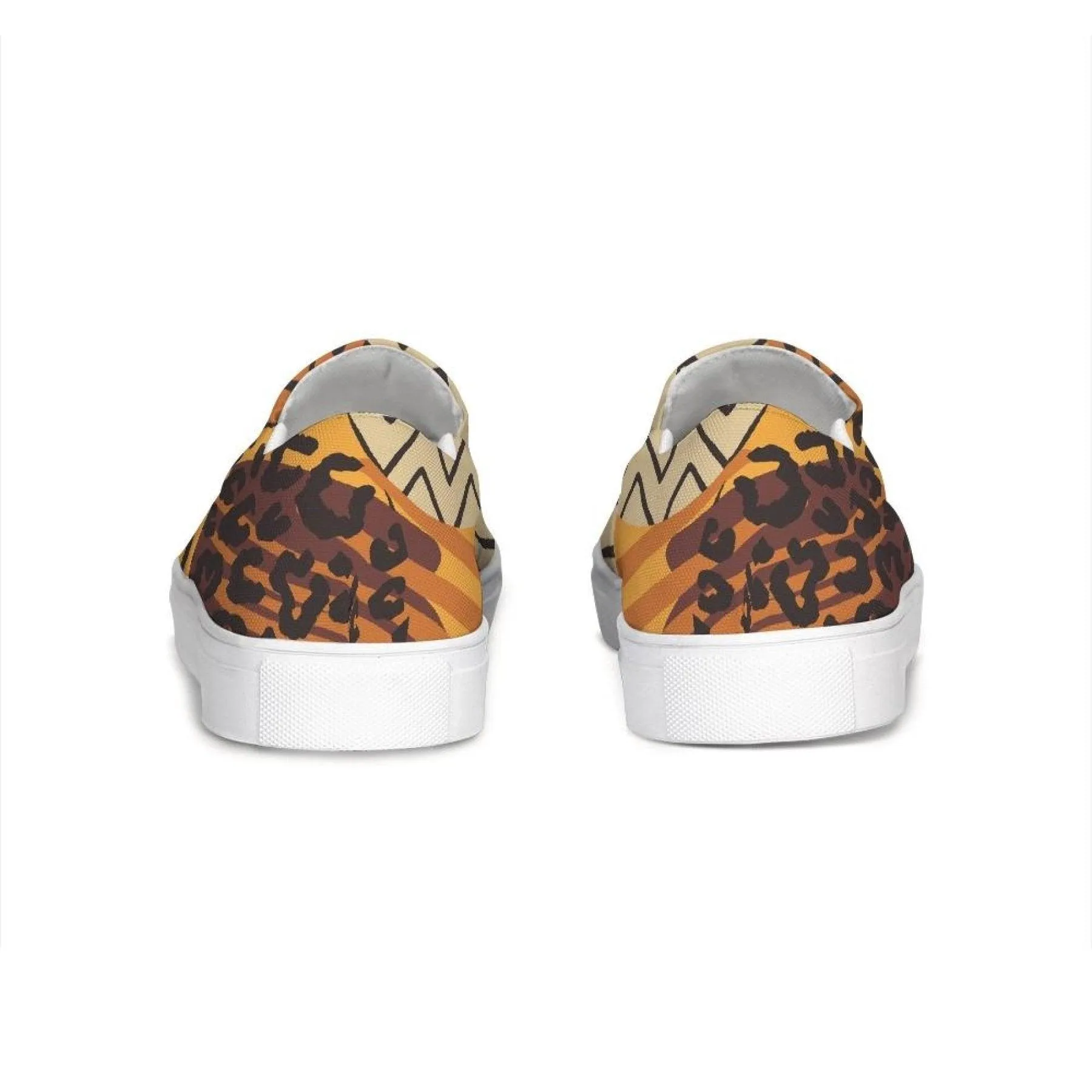 Womens Sneakers, Orange & Gold Low Top Slip-on Canvas Sports Shoes