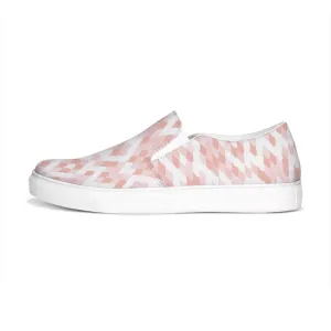 Womens Sneakers - Pink & White Low Top Slip-on Canva Shoes