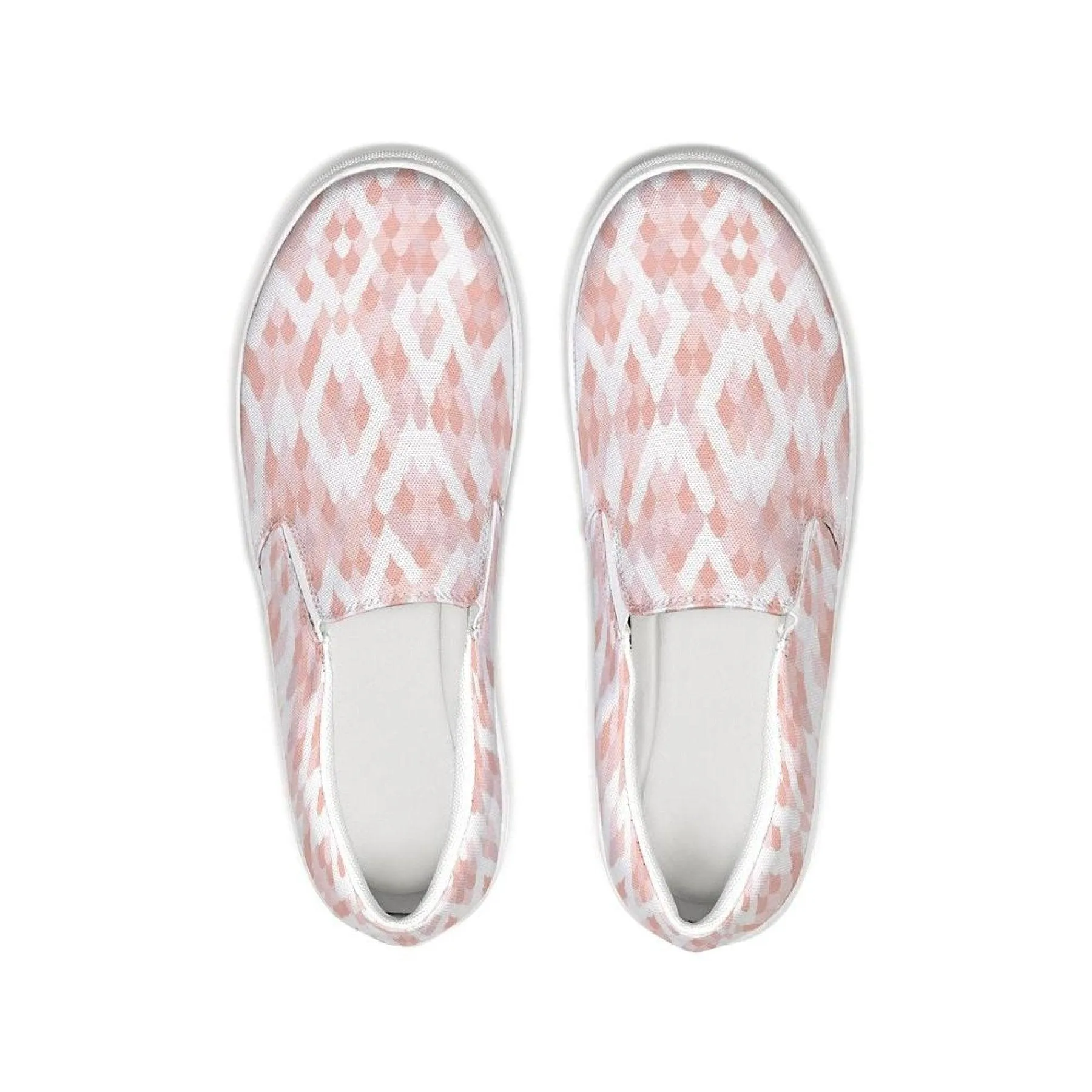 Womens Sneakers - Pink & White Low Top Slip-on Canva Shoes