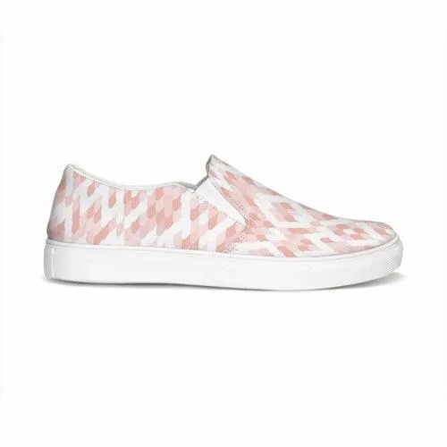 Womens Sneakers - Pink & White Low Top Slip-on Canva Shoes