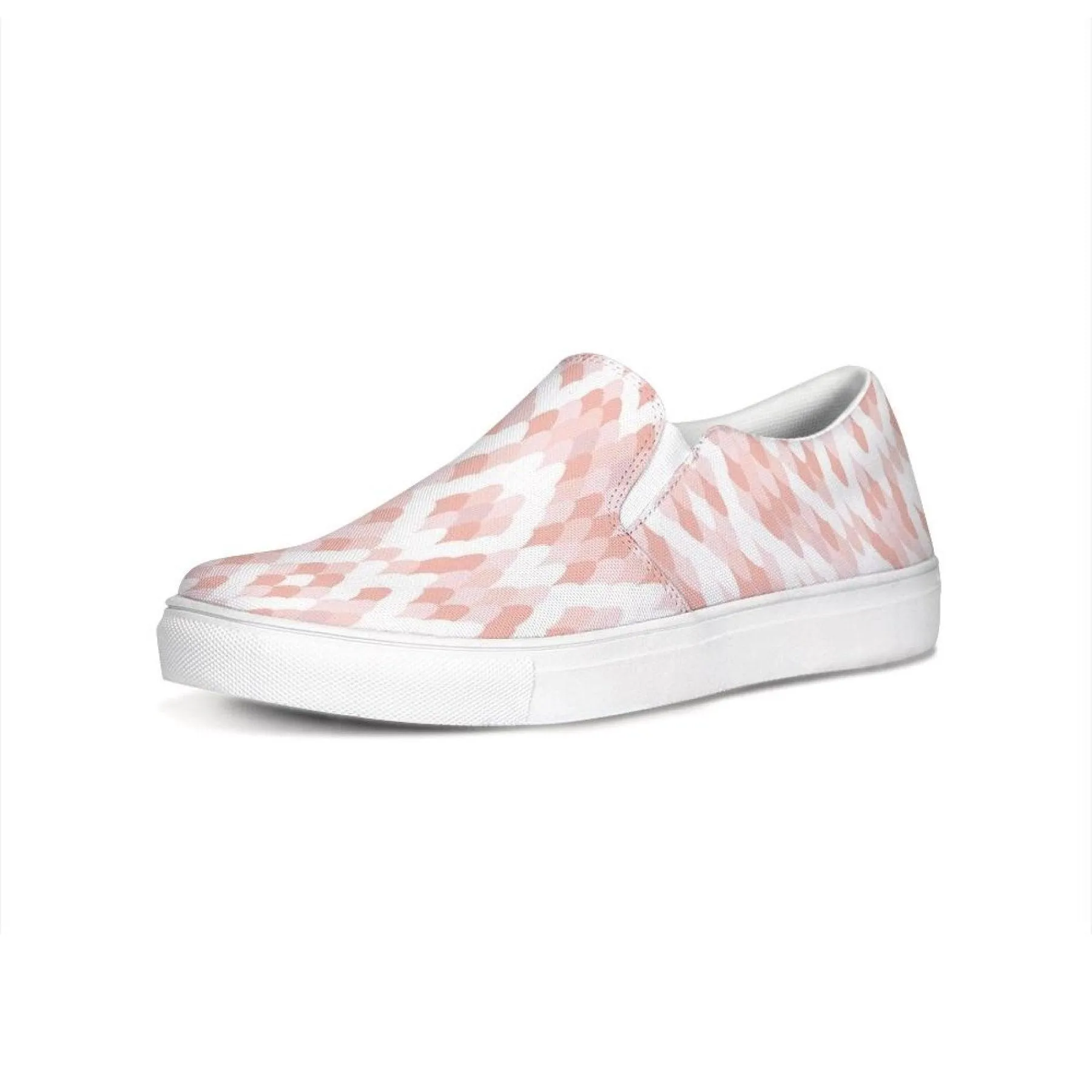 Womens Sneakers - Pink & White Low Top Slip-on Canva Shoes