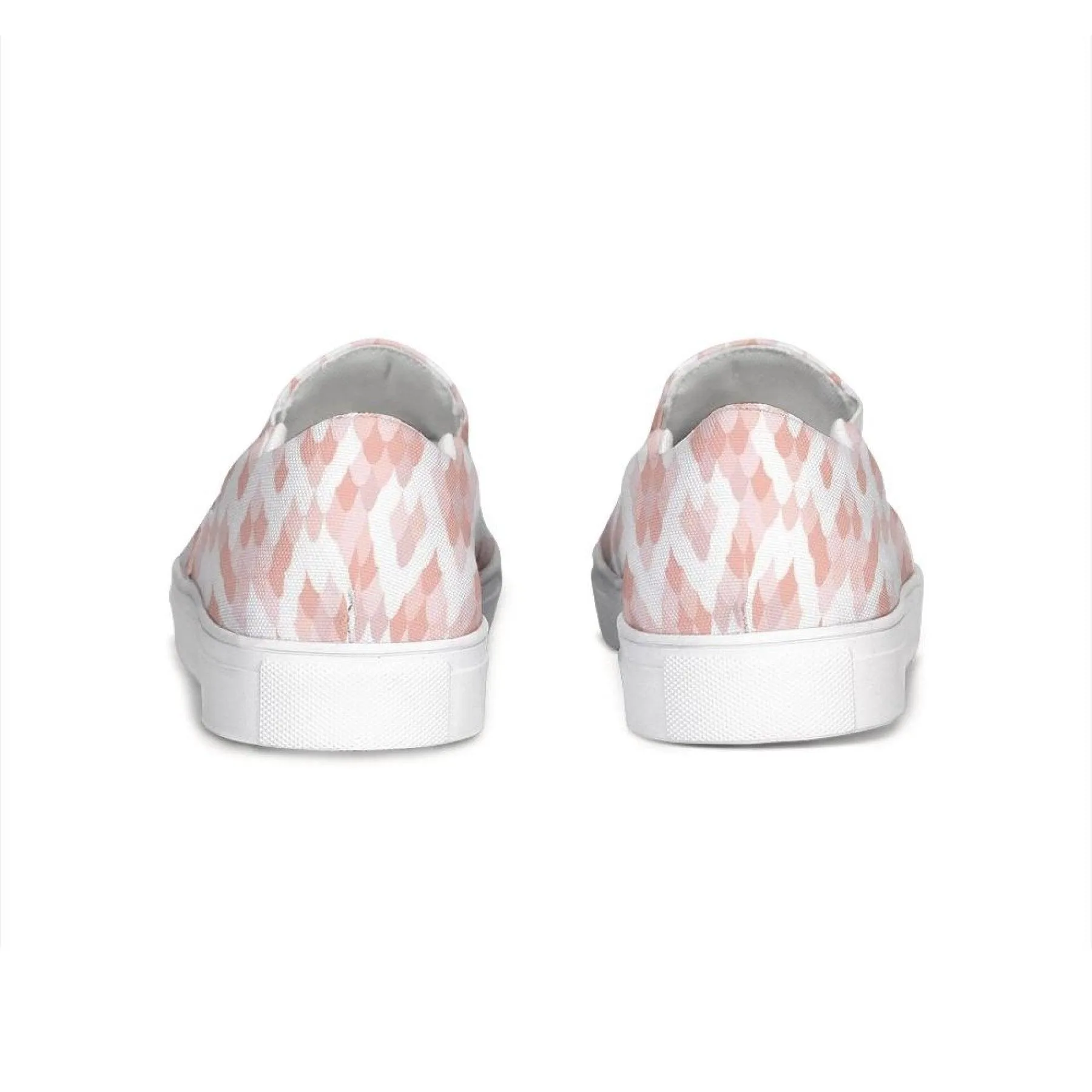 Womens Sneakers - Pink & White Low Top Slip-on Canva Shoes