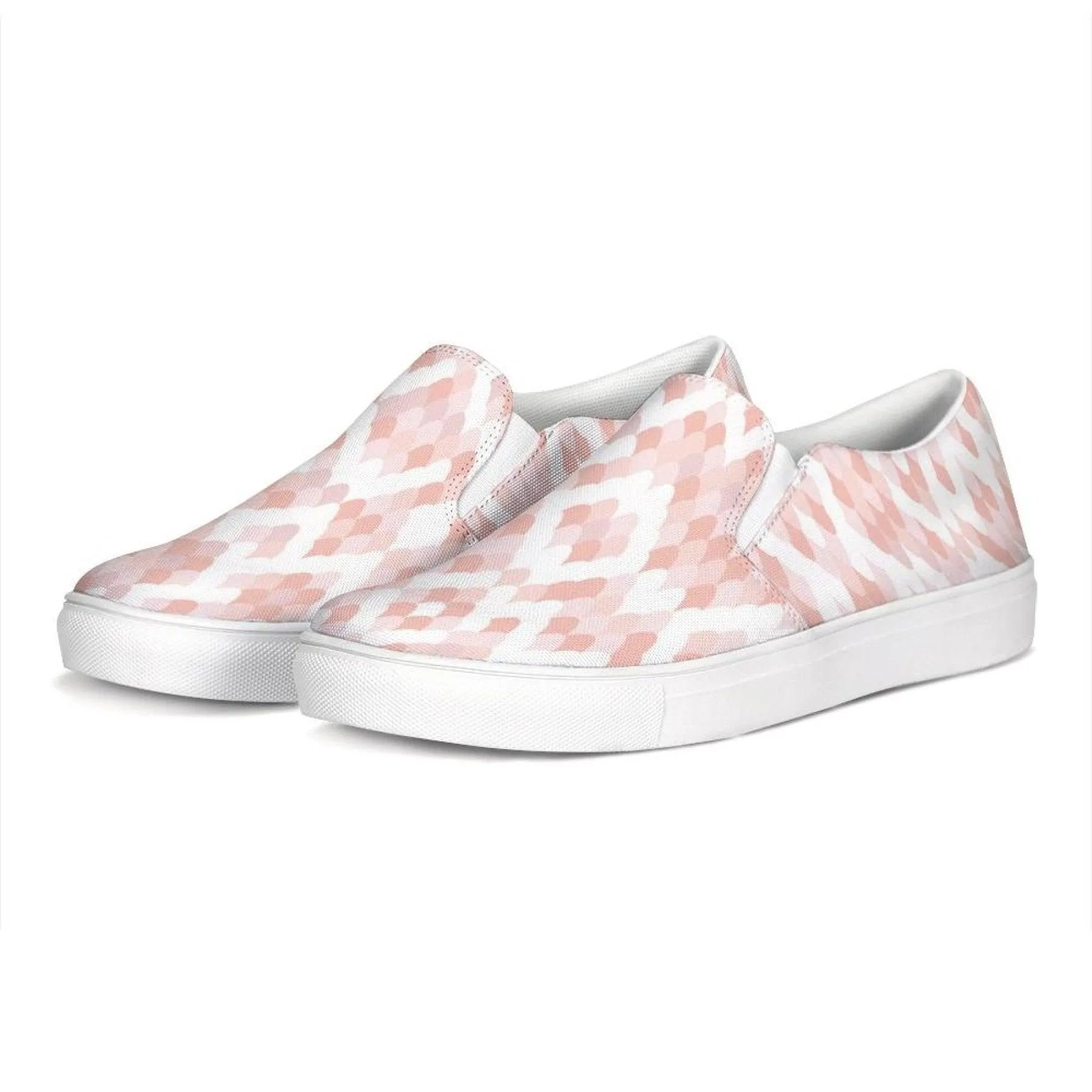 Womens Sneakers - Pink & White Low Top Slip-on Canva Shoes