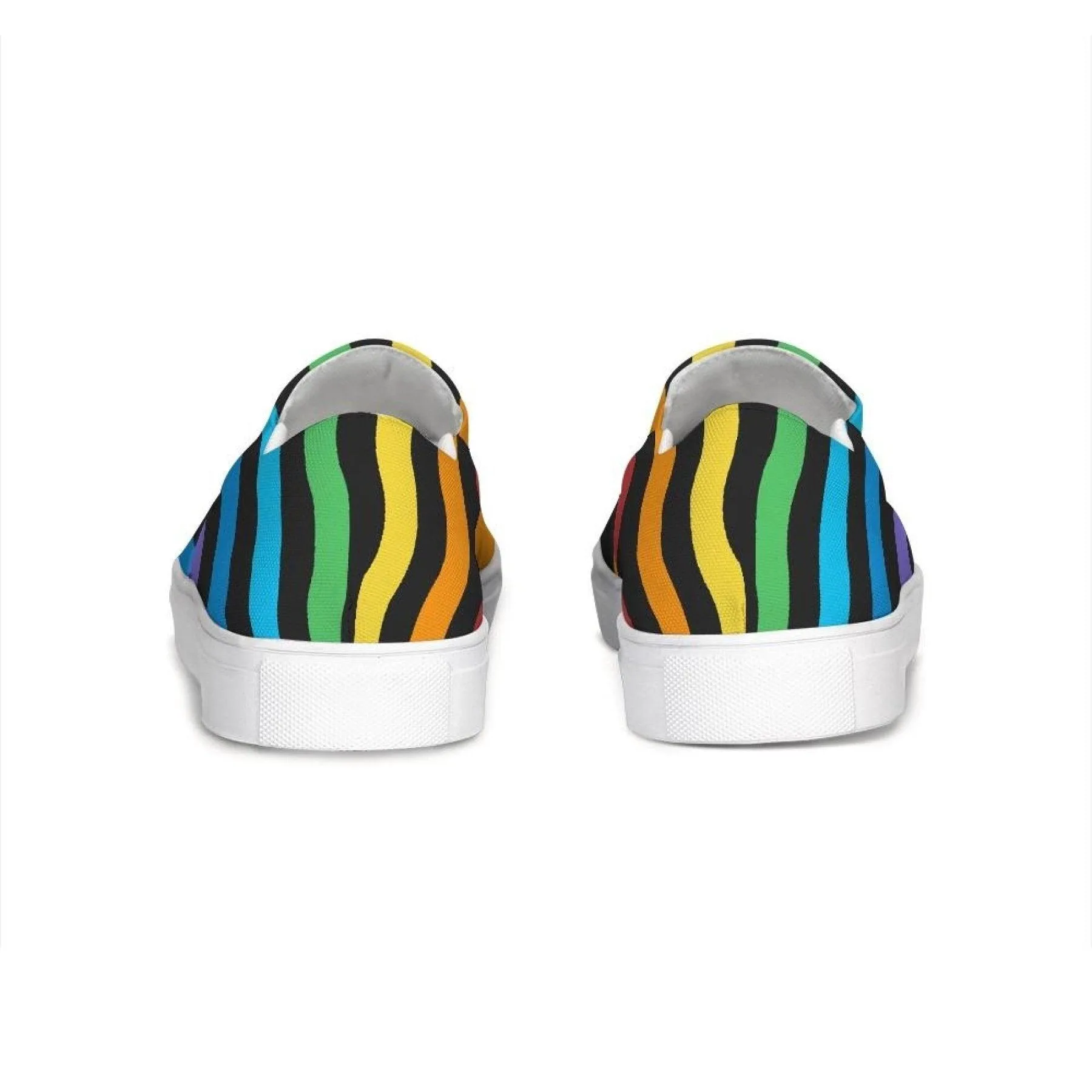 Womens Sneakers - Rainbow Stripe Style Canvas Sports Shoes / Slip-on