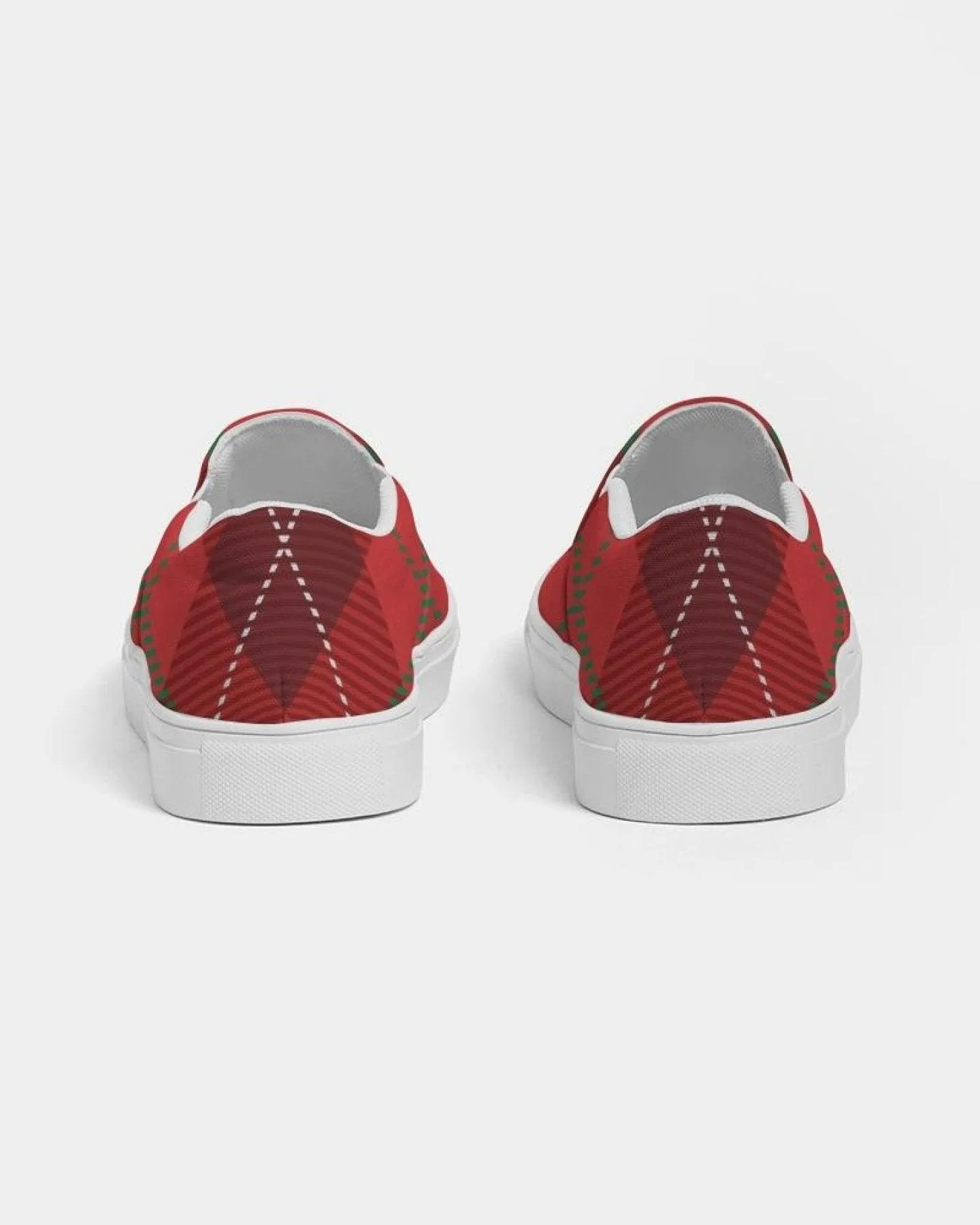 Women's Sneakers - Red Plaid Style Slip-on Canvas Sports Shoes