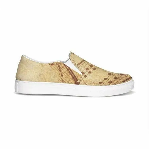 Womens Sneakers - Sheet Music Print Slip-on Canvas Shoes / Slip-on