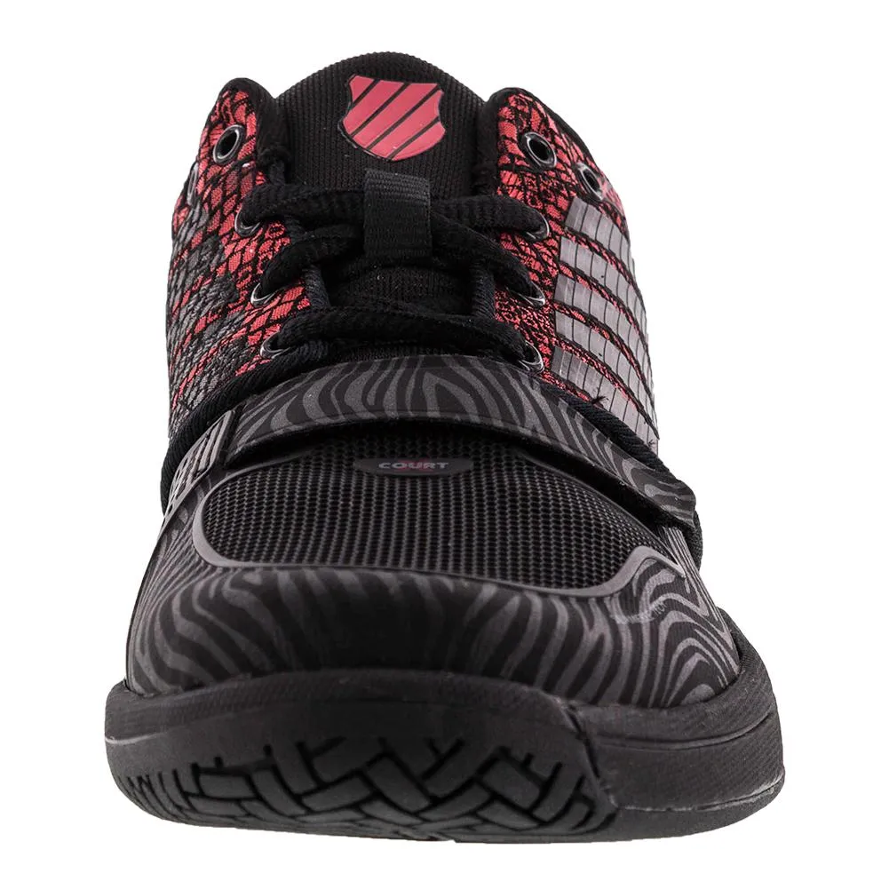 Women's X Court Tennis Shoes Black and Metallic Red