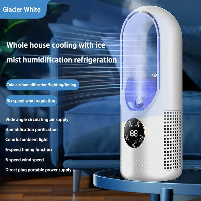 Xiaomi Portable Air Conditioner Bladeless Electric Fan USB Air Cooler 6Speed Silent Timed Air Conditioner Cool Fan Humidifier ﻿