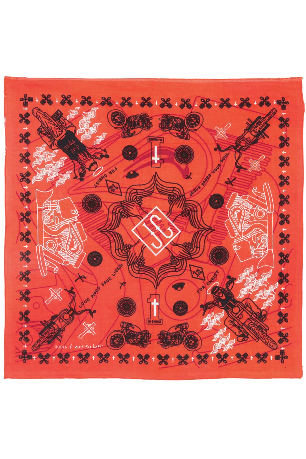 Zest For Life Christian Biker Bandana Handkerchief 22 X 22 inches Orange